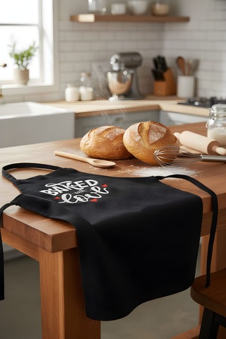Siyah Baked Love Mutfak Önlüğü Renkli