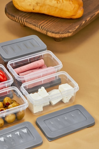 Multi Box 12 Li Set Saklama Kabı Seti - Dondurucu & Mikrodalga Uyumlu Gri