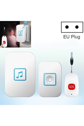 Cacazı C86 Kablosuz Sos Çağrı Cihazı Kapı Zili Yaşlı Adam Çocuk Acil Durum Alarmı Uzaktan Çağrı Zili, Ab Tak Beyaz A