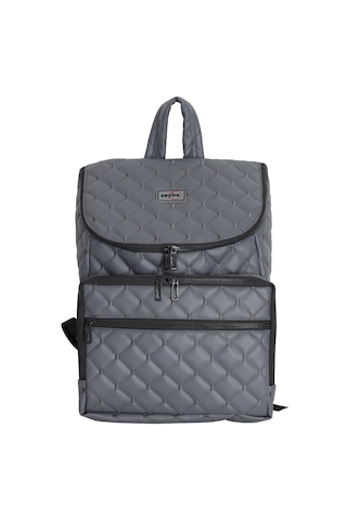 Kapitone Desenli Anne/bebek Bakım Çantası Gri Nakışlı - Zeybe Gri