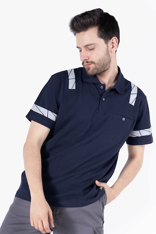 İş Tişörtü - Polo Yaka Reflektörlü T-shirt %100 Pamuk Lacivert