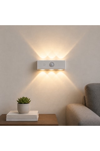 1 Adet Dikdörtgen Şeklinde 3 Modlu Sensörlü Led Lamba Usb Şarjlı Hareket Sensörlü Gece Lambası Kablosuz Dolap Koridor Merdiven Aydınlatma Beyaz 58631200