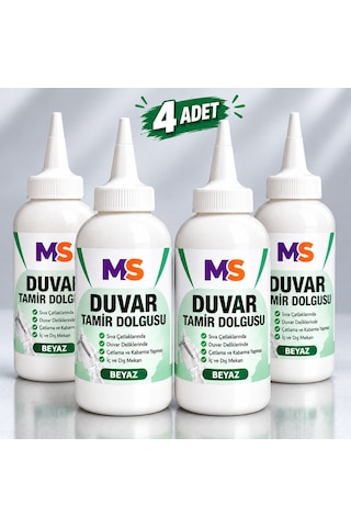 4 Adet Hazır Duvar Tamir Dolgusu Beyaz 220 Gr Macunu Zemin Alçı Sıva Çatlak Boşluk Onarıcı Giderici 1 KG
