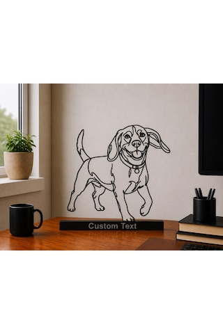 Kişiye Özel Beagle Köpek Metal Line Art Dekoratif Masaüstü Biblo Hediyelik Hayvan Figürü Modern Ev Ofis Aksesuarı Minimalist Pet Heykelcik Estetik Raf Süslemesi 20Cm
