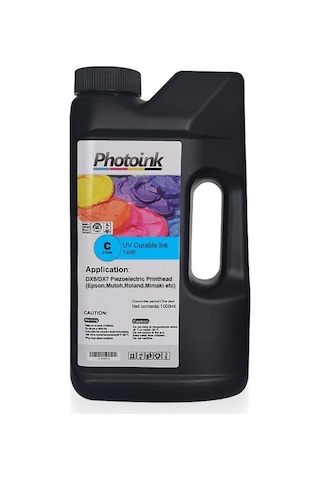 Dx5 Ve Dx7/5113 Kafa Uyumlu 1000 Ml Mavi Cyan Uv Mürekkep Sert Ve Yumuşak Zemin T - Erf