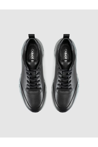 Cabani Hakiki Deri Erkek Hafif Taban Sneaker Ayakkabı Siyah