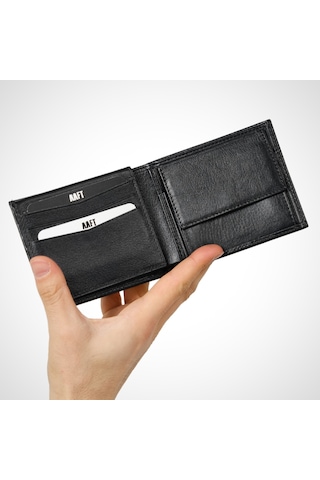 Mft Leather Hakiki Deri Bozuk Paralı Erkek Cüzdan İsim Yazılı, Kişiye Özel Bond 7110 - Napa Siyah Napa Siyah