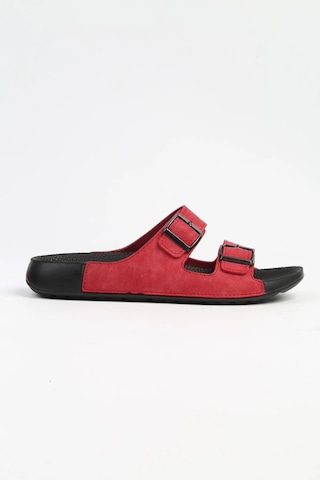 Lee Cooper Orthopedix 2013 Çift Bantlı Suya Dayanıklı Tokalı Unisex Terlik Kırmızı
