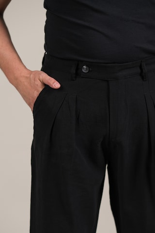 Akçaylar Çift Pileli Yazlık Modal Kumaş Beli Yarım Lastili Baggy Pantolon Siyah