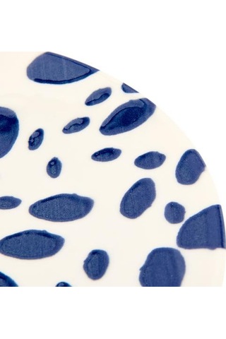 Tulu Porselen Lido Puantiyeli Servis Tabağı - Mavi - 25 Cm Mavi