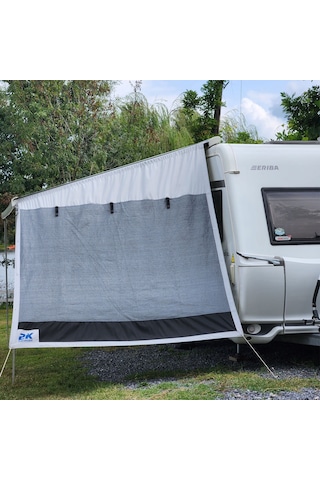 2k Karavan Gri Plus Tek Yön, Karavan Tentesi Yan Uzatma Gölgelik Perde
