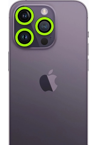 Newface Apple Uyumlu iPhone 13 Pro Max Neon Fosforlu Kamera Lens Glblseme - 86 - Yeşil