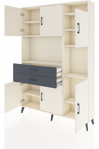 Arges Dolap 9 Raflı 2 Çekmeceli 6 Kapaklı 132x30x195 Aytaşı-aytaşı/antrasit Aytası/antrasıt