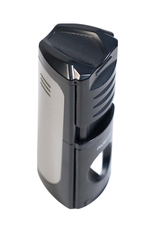 Parmida 3 Torch Pürmüz Kesici & Delicili Siyah Gunmetal Metal Puro Çakmağı - Tr9524