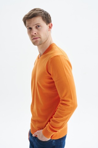 AR-MA Arma Erkek Slim Fit Basic V Yaka Triko Kazak K9kro0852 Turuncu