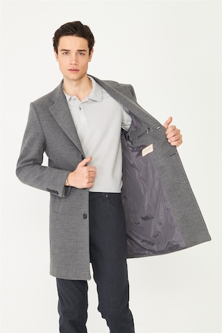 Gri Astarlı İç Cepli Kaşe Kaban Regular Fit Gri