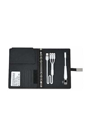 Legrand Işıklı Logo Powerbank Ajanda - 8000 Mah Kablosuz Şarjlı & Led Lambalı Notebook 88 Karakter Siyah