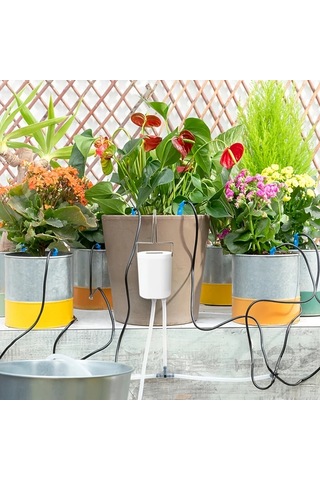 Elmpaly 8 Damlaticili Saksı Bitkileri İçin Otomatik Sulama Sistemi Zamanlayıcılı