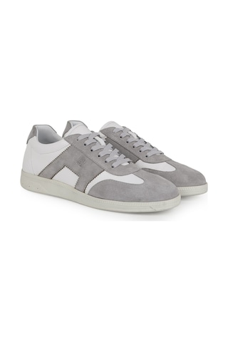 Erkek Sneaker Ayakkabı Hakiki Deri Süet Kombinli Bağcıklı Düz Kauçuk Taban Casual Retro Lbr H1033 Kemik-mavi