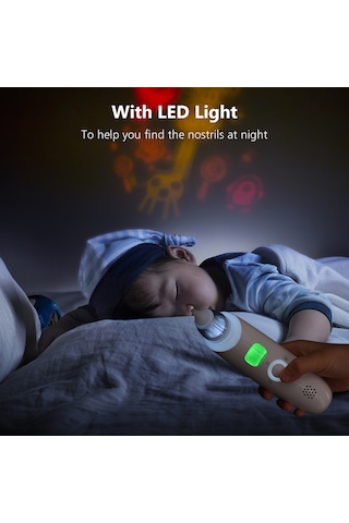 Yaozixa Bebek Elektrikli Burun Emici - 3 Seviye Emme Gücü, Düşük Gürültü, Işık Ve Müzik, Yüklü Batarya, 3 Silikon Uç, Beyaz