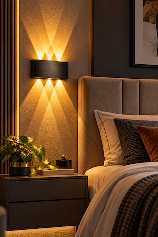 Lunex 15w 8 Işık Efektli Led Duvar Apliği Modern Siyah Amber Aplik