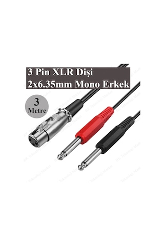 3-Pin Xlr Dişi To 2 X 1-4 "6.35Mm Mono Erkek Trs Y Kablo - 3 M.