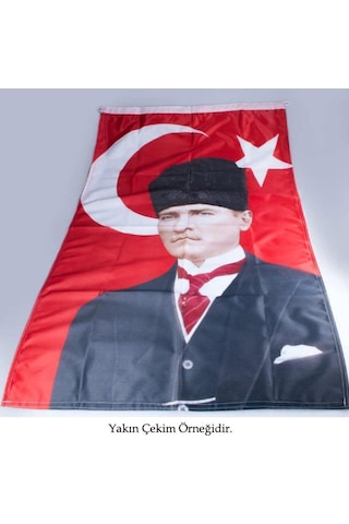 Asilmeydan Türk Bayrağı Kalpaklı Atatürk Fotoğraflı Türkiye Bayrağı 70x105 Cm Sku: Smg8690010195500