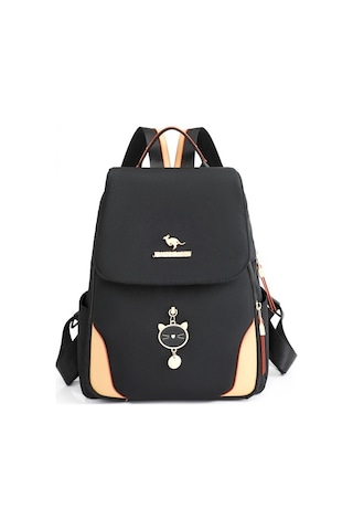 Lichen Kadın Moda Yönlü Naylon Sırt Çantaları Su Geçirmez Büyük Siyah