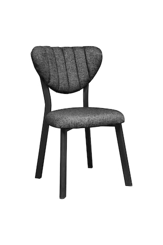 Nemeron Mutfak Masa Sandalyesi Kafe Restoran Yemek Odası Çizgili Yarmalı Sandalye Silinebilir - Füme Füme