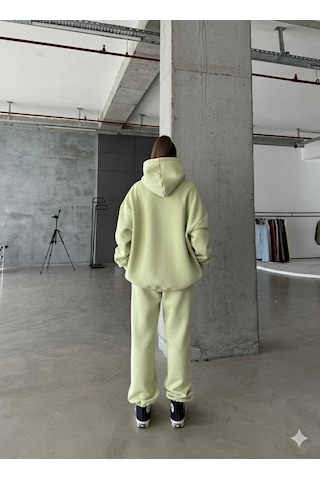 Kazax 3 İplik Şardonlu Kapşonlu Sweatshirt Mint P510436 Mint