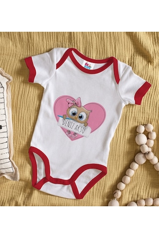 Bk Gift Bk Kids Kişiye Özel İsimli Kırmızı Bebek Body Zıbın-43 Çok Renkli