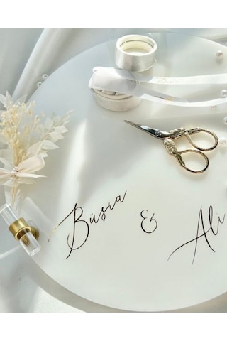 İnci Detaylı Gold Nişan Tepsisi Ve Damat Kahvesi Seti