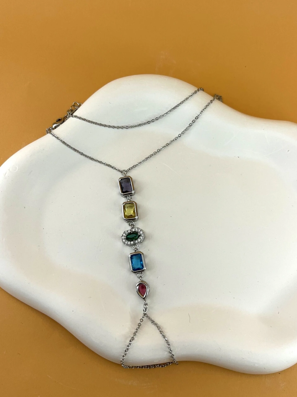 Gümüş Renkli Taşlı Şahmeran Çok Renkli