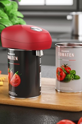 Arendo One Touch Elektrikli Konserve Açacağı, Otomatik 360 Dönüş, Keskin Kenarsız Açılma Endüstriyel Mutfak Ürünleri Kırmızı