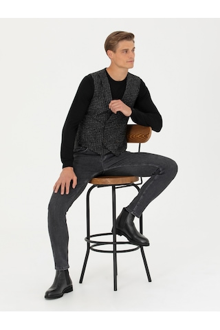 Cacharel Antrasit Slim Fit Yün Karışımlı Spor Yelek Gri