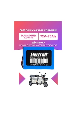 Zlin Troya Batarya Maksimum Kapasite Lifepo4 72v 75ah Elektrikli Motosiklet Bataryası