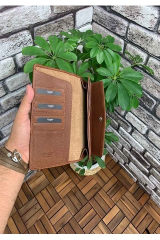 Guard Taba Telefon Girişli Hakiki Deri Kadın Cüzdanı P2223 Taba