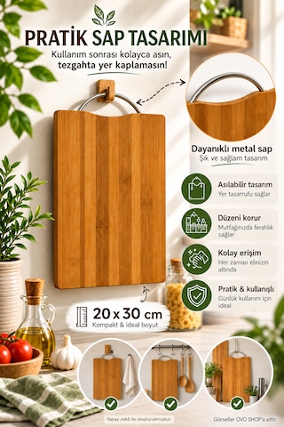 Bambu Askılı Kesme Tahtası Kahverengi