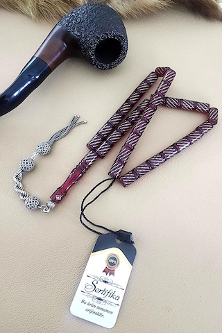 Ateş Kehribar 925 Gümüş Kakmalı Özel Usta İşi 8 X 11 Mm Tane Boyutlu Tesbih