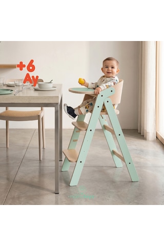 Mamatoyz Mychair All İn One Mint Versiyonu Doğal Ahşap Mama Sandalyesi