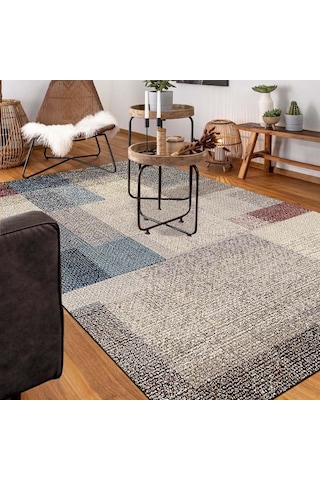 Latte Dizayn Apelia Kadife Pamuk Tabanlı Yıkanabilen Kaydırmaz Antibakteriyel Salon Halısı 200x300 Çok Renkli