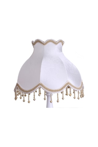 Kadife Kumaş Kaplama Ahiap Ayak Lambader Gold Beyaz