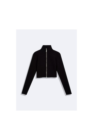LTB Slim Fit Dik Yaka Crop Siyah Kazak