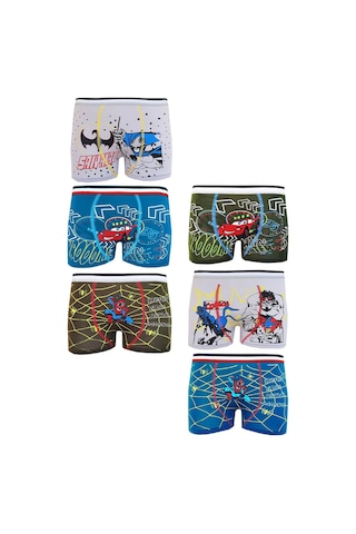 Erkek Çocuk Karakterli Boxer Pamuklu Renkli Ekonomik Rahat 6'lı