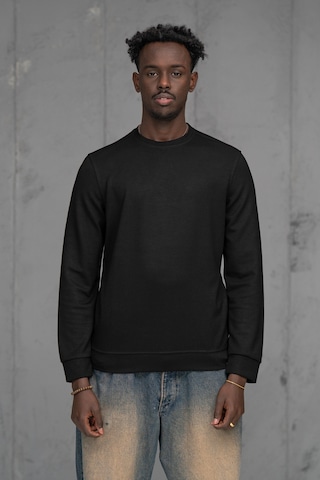 Fbı Slimfit Modal Kumaş Baharlık Sıfır Yaka Likralı Sweatshirt Siyah