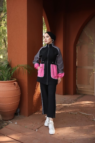 Tesettür Eşofman Takımı Fermuarlı Ikili Takımı Siyah 460 Siyah