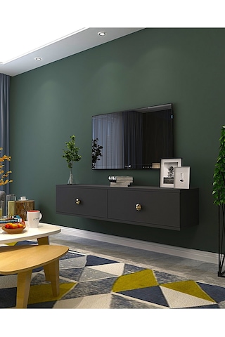 Tda1202a - Zuzu Duvara Montaj Tv Stand Antrasit-gold 120cm Antrasit / Koyu Gri