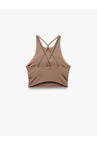 Koton Slim Fit İp Askılı Kolsuz Sırt Detaylı Kaplı Sporcu Sütyeni Vizon 7wak30080nk 03x