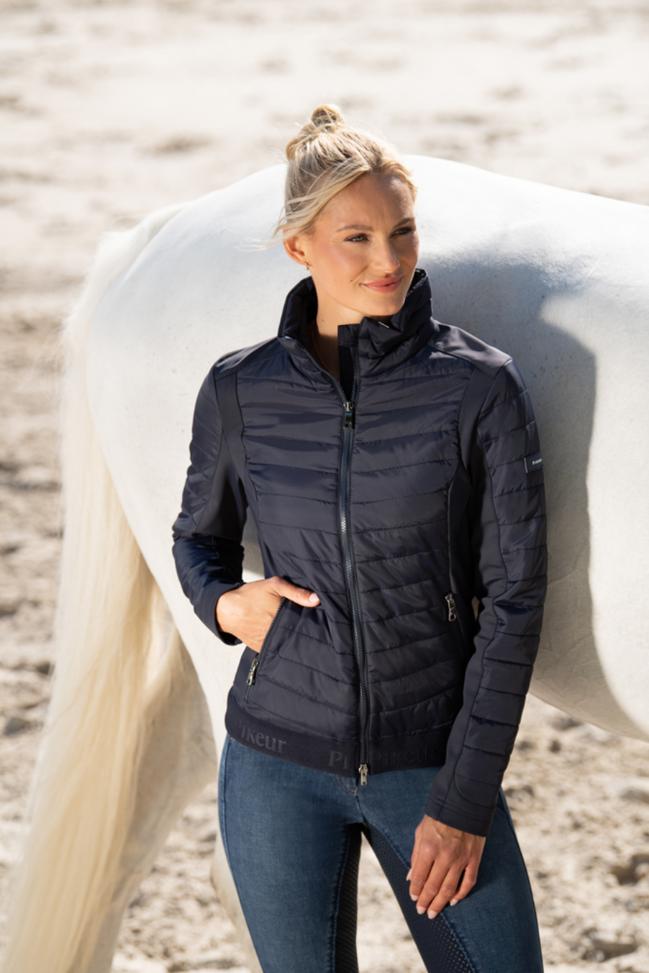 Pikeur Hybrid Ceket Su Geçirmez Lüks Binici Kadın Mont Lacivert