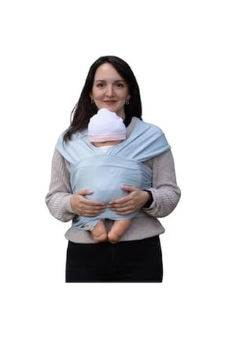 Sling -%100 Pamuk - Wrap - Bebek Taşıma Şalı Mavi, 450cm X50cm